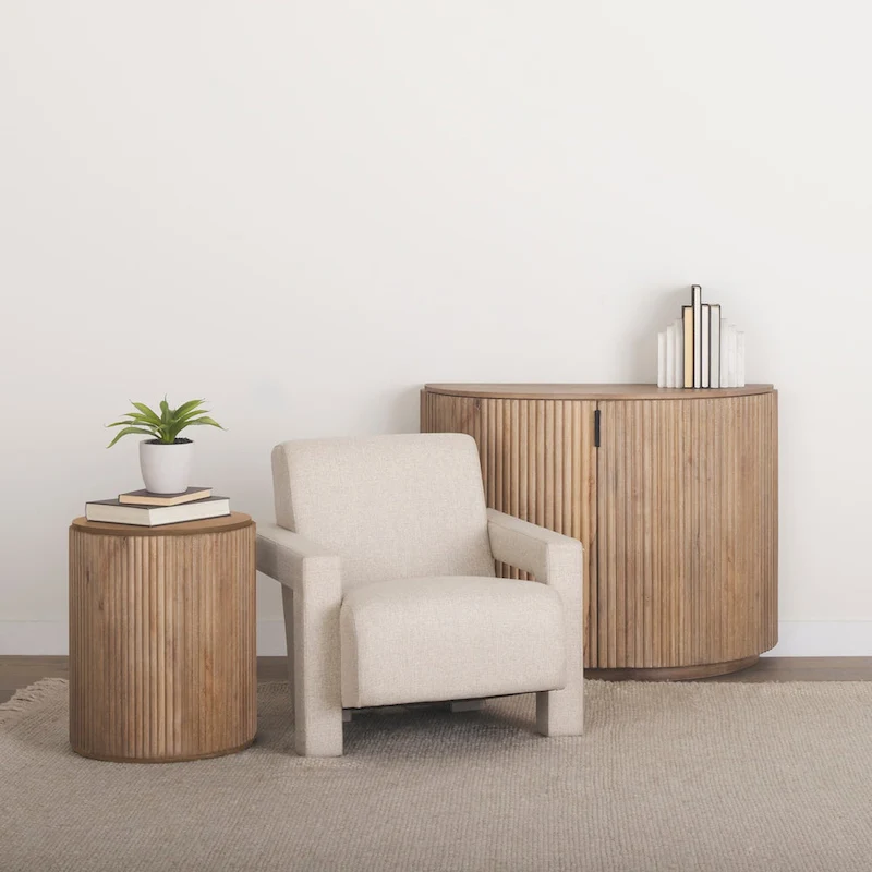 Terra Light Brown Solid Wood Accent Cabinet