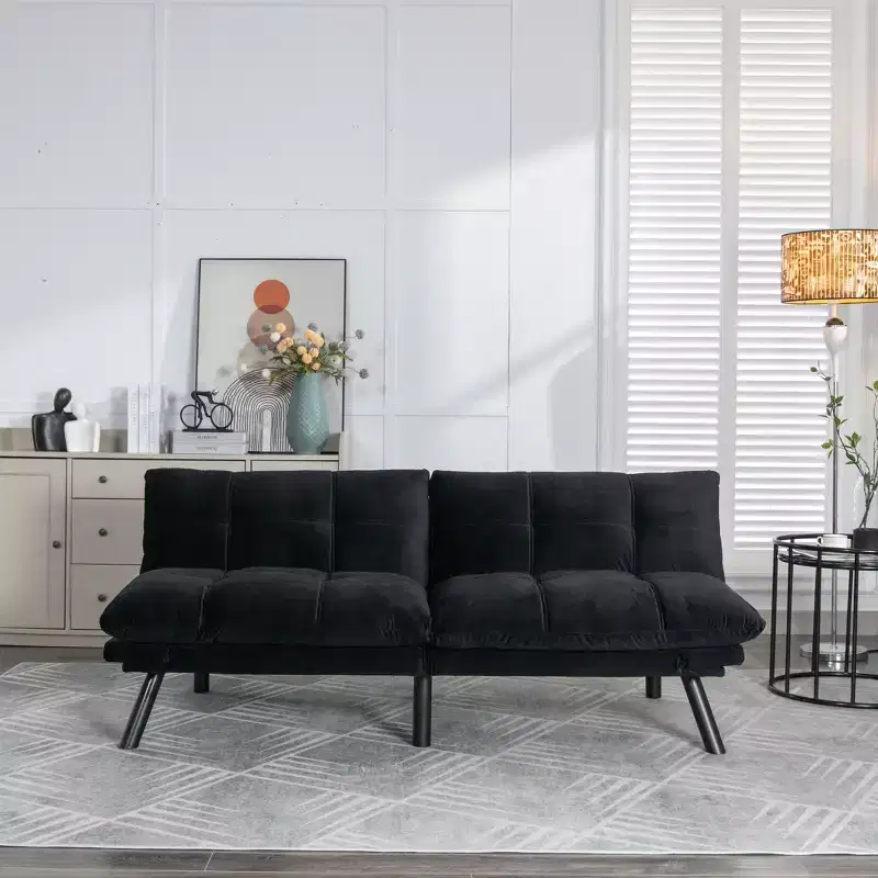 Convertible Folding Modern Sofa Bed for Living Room, Bedroom, Small Space, Black