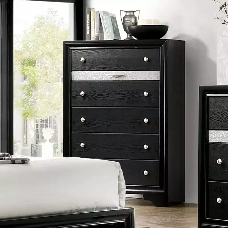 Oak Creek 6 Drawer Chest Black - miBasics