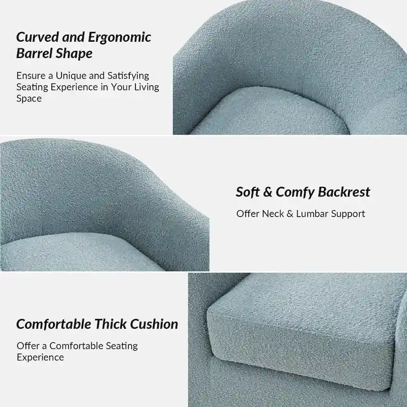 Rita Modern Ergonomic Boucle Upholstered Swivel Barrel Chair Set of 2 by HULALA HOME