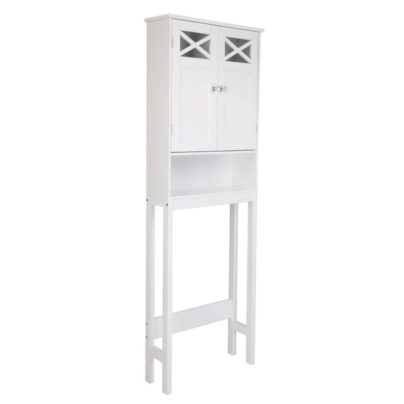 White Double Door MDF Bathroom Floor Cabinet – 1 Unit