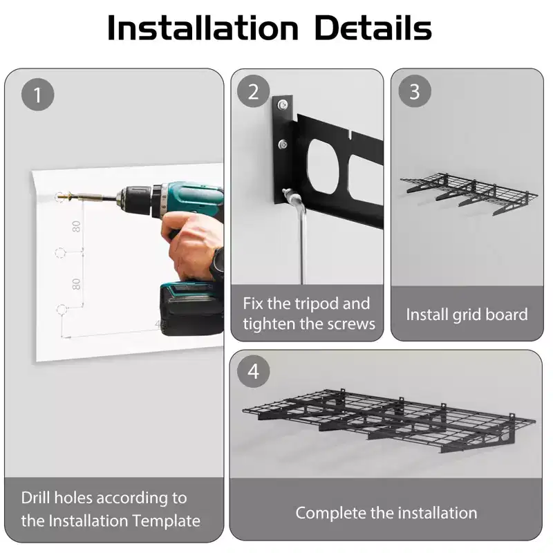 Heavy Duty Wall Mounted Shelves 2pcs , Garage Storage Shelves Rack, Floating Metal Organization Shelving for Garage, Shop, Basement, Shed