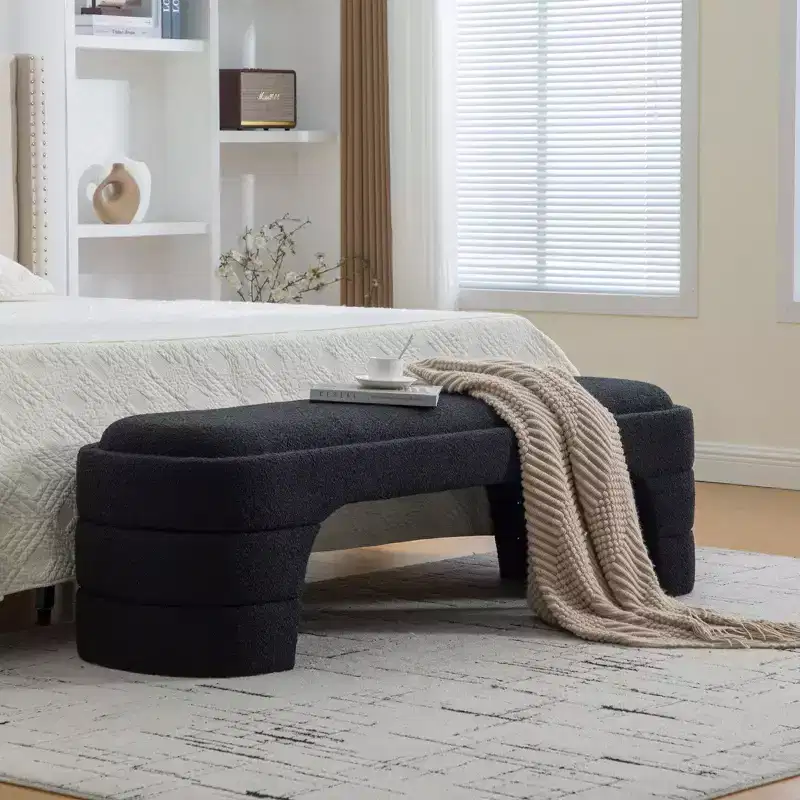 Upholstered Bench Padded Bed End Bench Minimalist Ottoman Entryway Bench Footstool