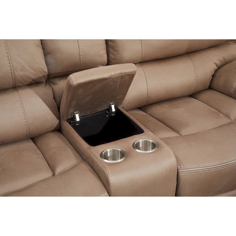 Microfiber Manual Rclining 2-seat Loveseat with Console 8007