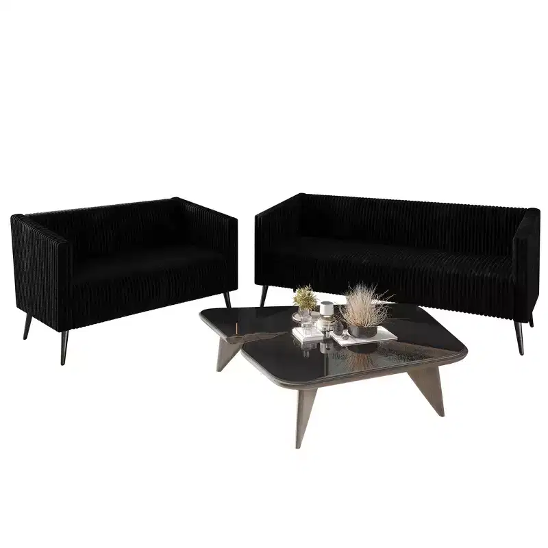 ChaletPosh Velvet Set Of 2 Sofa Set