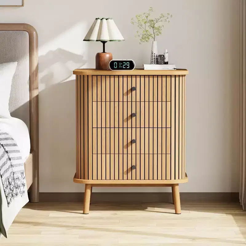4 Drawer Dressers, Modern Closet Chest of Drawers with Wood Legs, Wood Storage Dresser Organizer for Nursery Bedroom Living Room