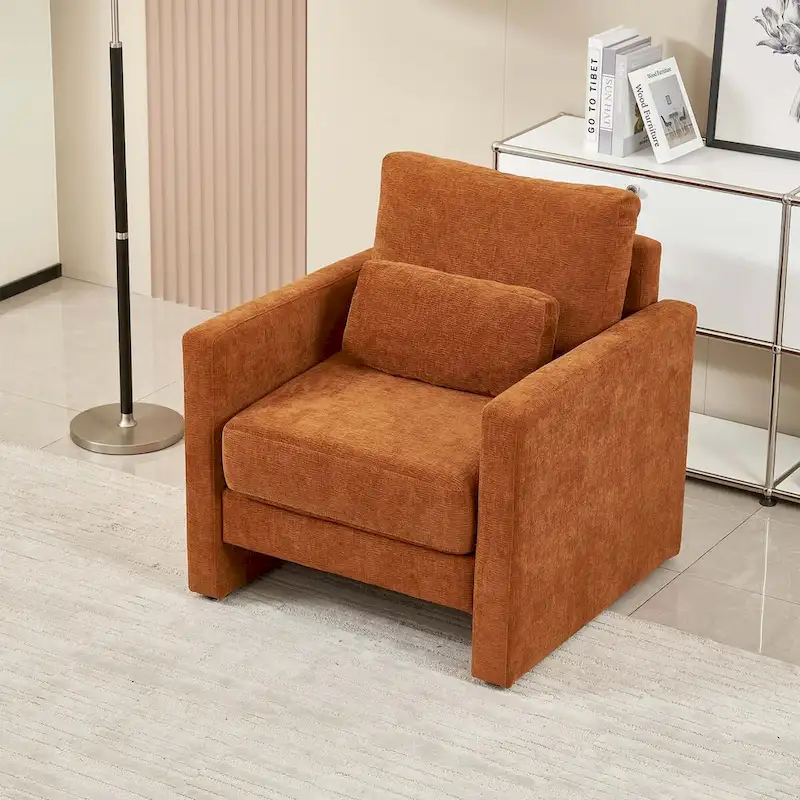 Chenille Upholstered Accent Chair with Armrests