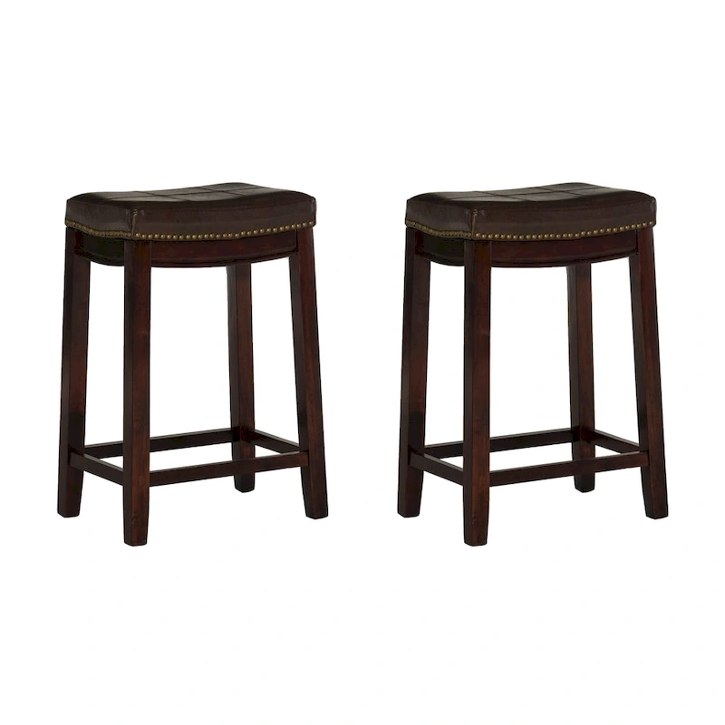 Linon Willamette Faux Leather Bar Stool (Set of 2) - Counter Height