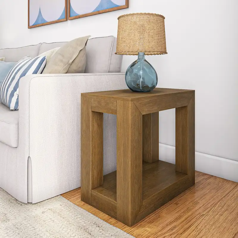 Modern Rectangular Side Table with Shelf
