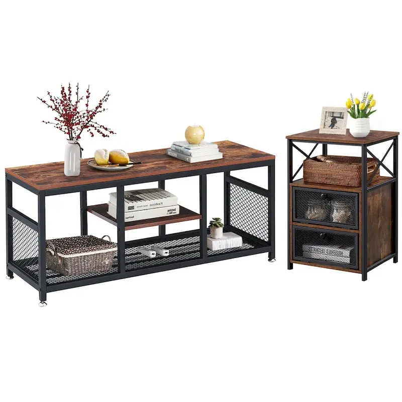 Taomika Modern Nightstands, Coffe Table, Coffe Table Sets, 5 Options, Brown