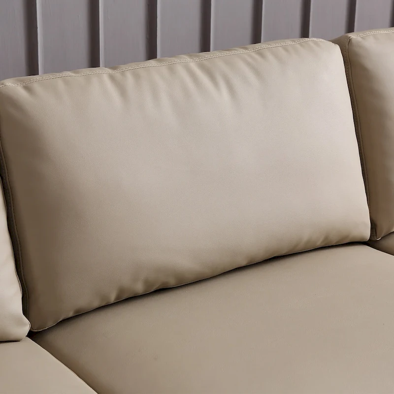 OVIOS Reversible Chaise Sofa With Fluffy Cushions Metal Legs