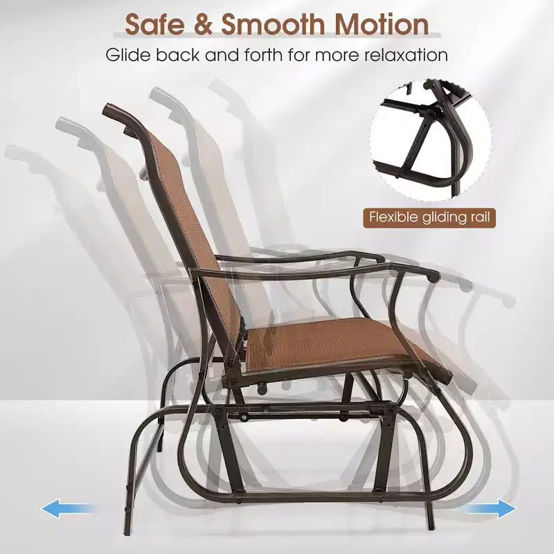 Costway 2-Person Patio Swing Glider Bench Loveseat Rocking Chair High Back Deck