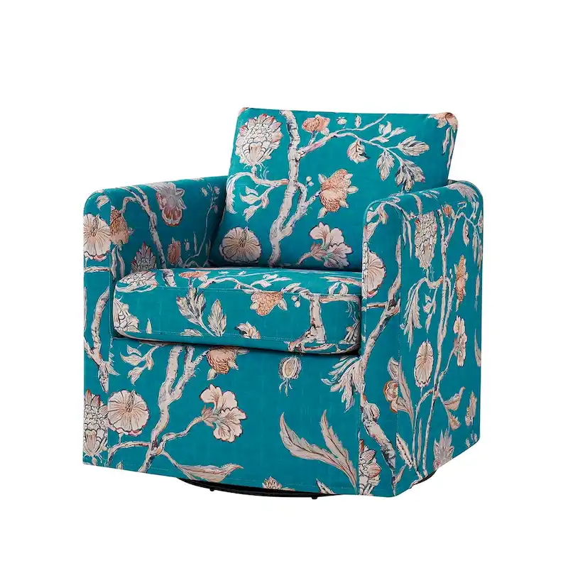 Erkenbald Modern Slipcovered Swivel Chair with Removable Cushion by HULALA HOME