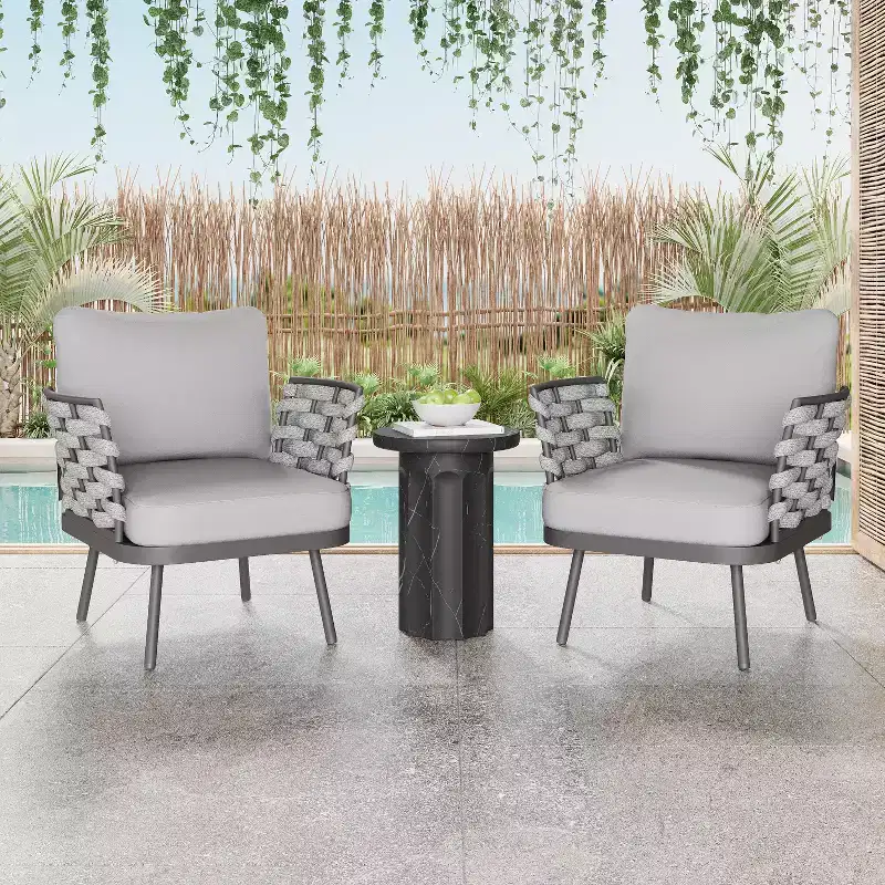 Christopher Knight Home Barbara Modern Outdoor Metal and Rope Upholstered Club Chairs (Set of 2)