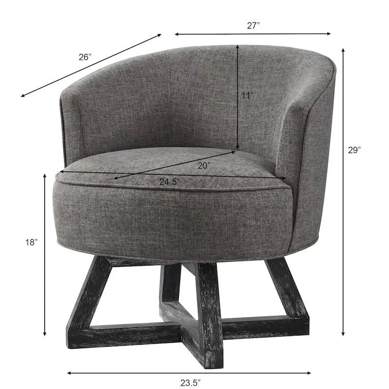 GDFStudio Swivel Accent Chair with Cross-shaped Wooden Base