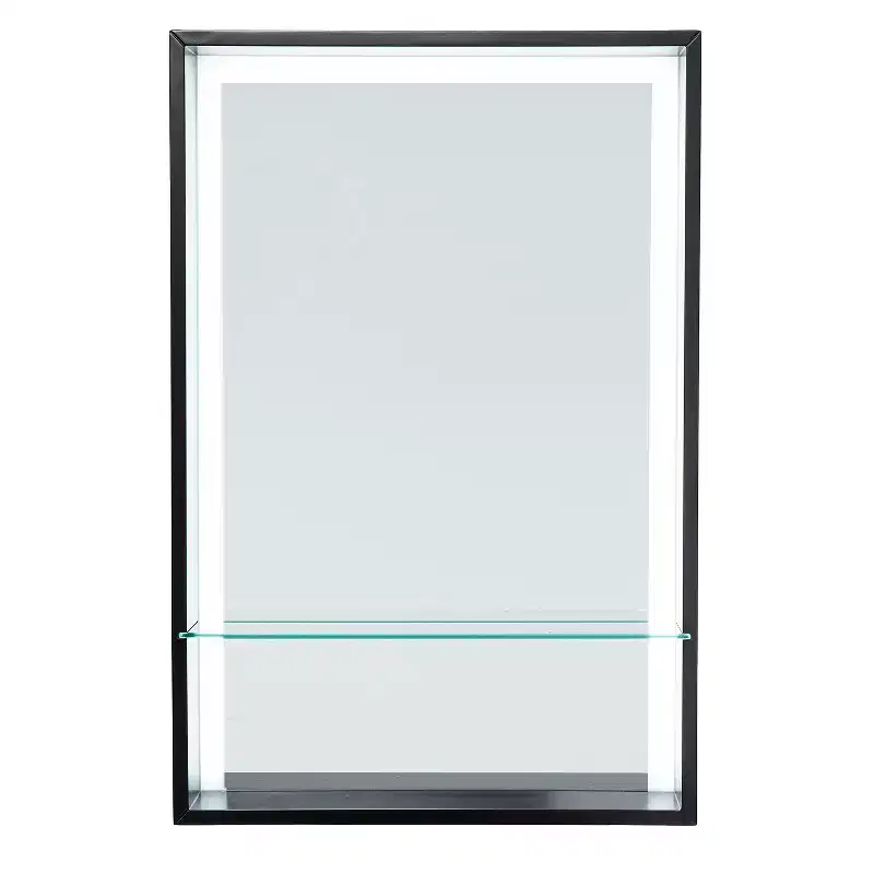 Lighted Wall Mirror with Shelf - Black