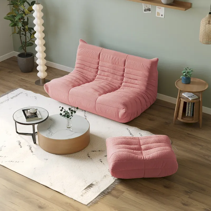 Feature Lazy Sofa Teddy Fabric Couch Living Room Sofa Bean Bag Chair
