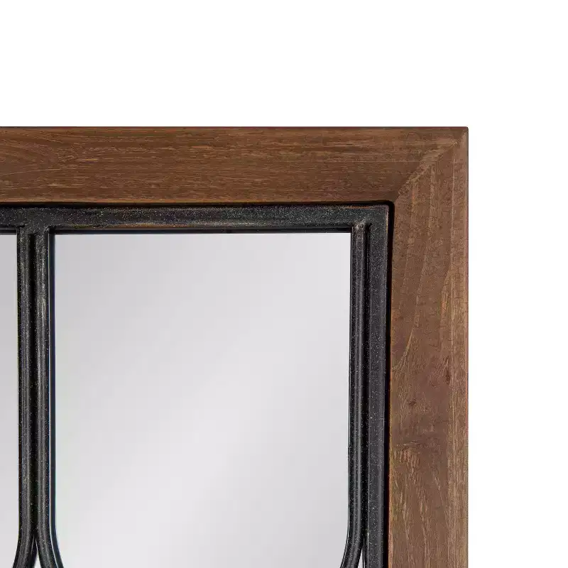 Kate and Laurel Spechett Decorative Windowpane Mirror, 13x30, Walnut Brown