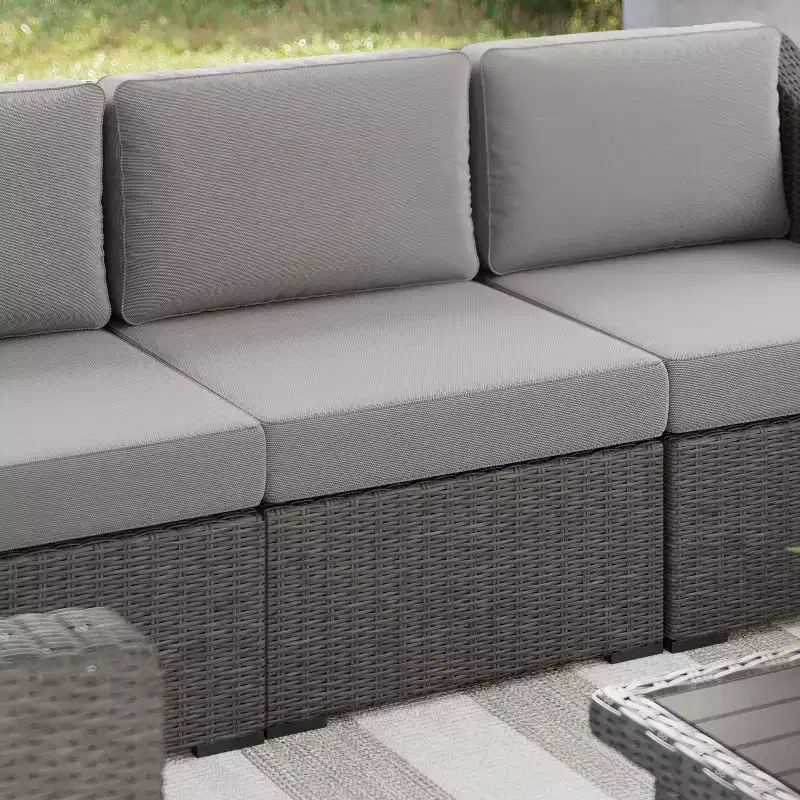 Martha Stewart Bedford Indoor-Outdoor Modular Patio Sectional Sofa Center Seat in Rattan Wicker with All-Weather Cushions