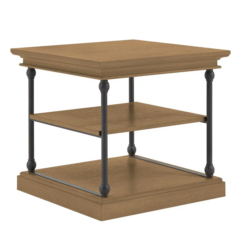 Cornice Accent Storage Side Table – Rustic Wood End Table