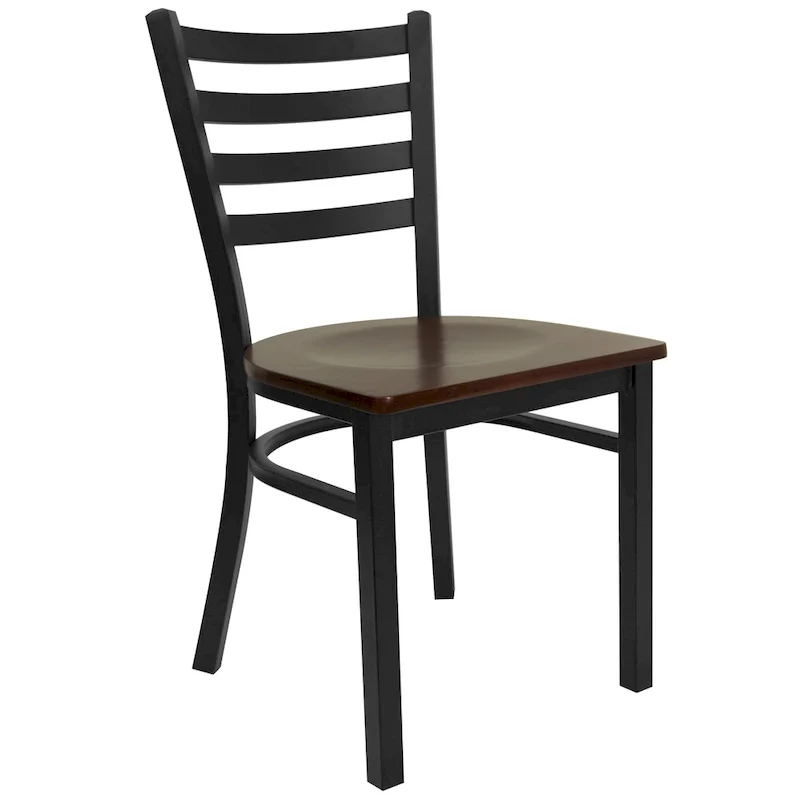 Ladder Back Metal Dining Chair with Wood Seat