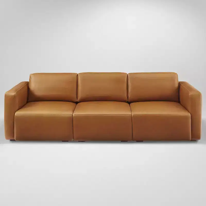 Luxury Genuine Leather 3-Seater Modular Sectional Sofa