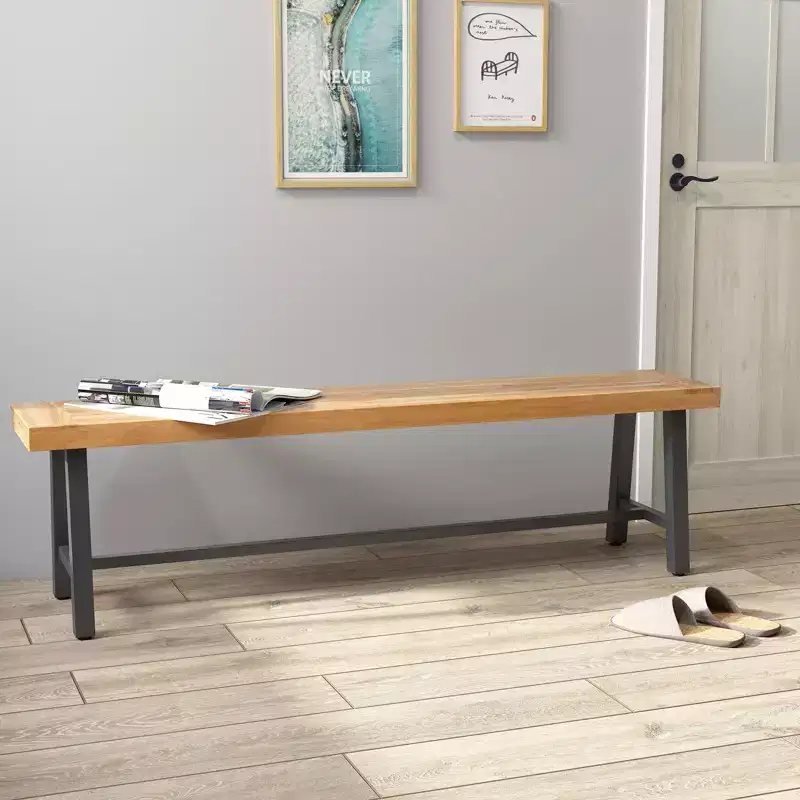 Costway 63 Inch Patio Bench Set of 1/2, Acacia Wood Long Dining Bench w/ Heavy-Duty Metal Legs