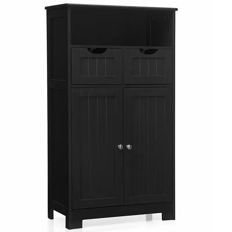 Bathroom Floor Cabinet Wooden Storage Organizer with Drawer & Doors