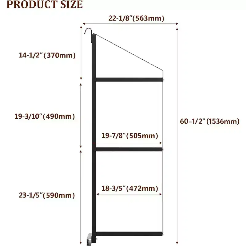 COZONY Heavy-Duty 3-Tier Steel Shipping Container Shelving Bracket, 22x60, 1100 lbs Capacity, Hanging Storage Rack for Containers & Garages