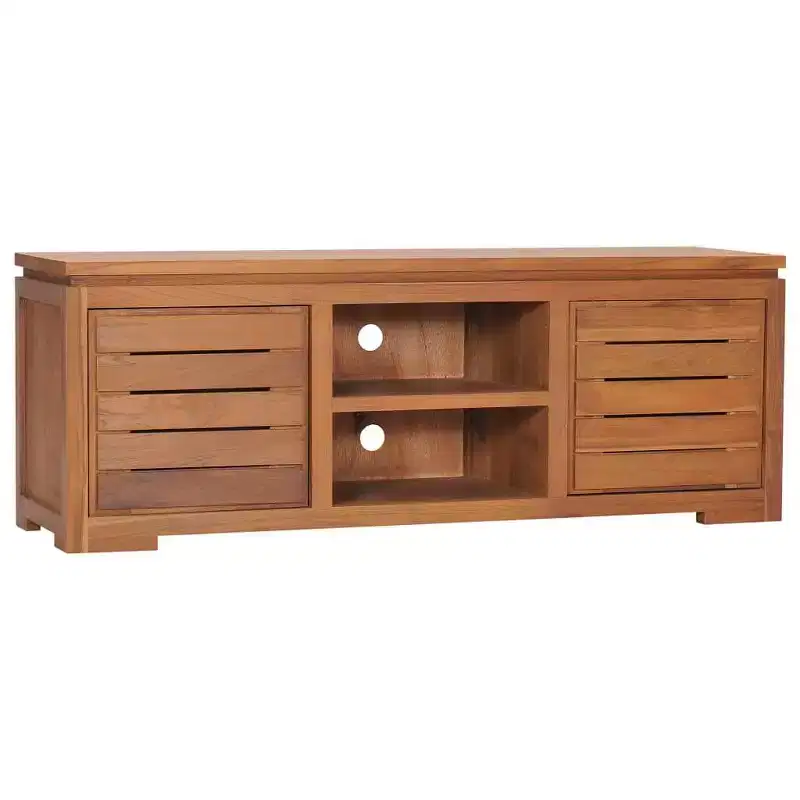 vidaXL TV Cabinet Natural Teak Solid Teak Wood Medium TV Cabinet