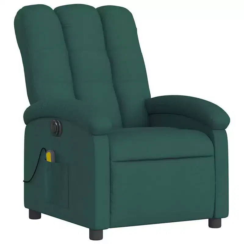 vidaXL Massage Recliner Chair, Adjustable Backrest/Footrest, Reclining Sofa - Dark Green