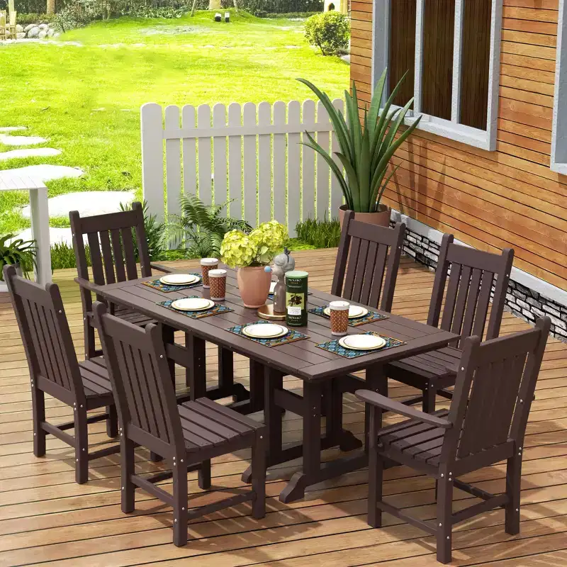WestinTrends Malibu 7 Piece Outdoor Patio Dining Set Outdoor Dining Table with Dining Chair, Dark Brown