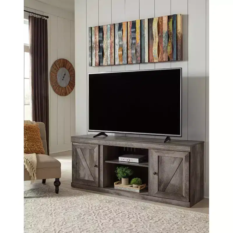 Signature Design by Ashley 60 Wynnlow TV Stand for TVs up to 65 Brown/Beige: Rustic Media Console with Cable Management