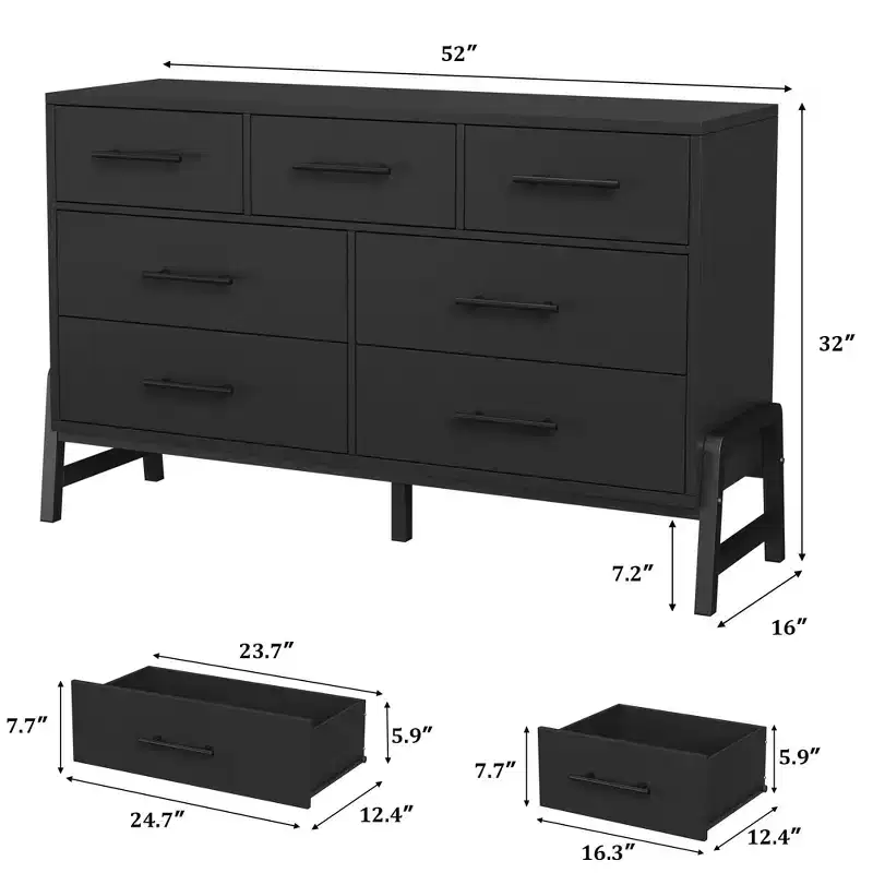 7-Drawer Freestanding Wooden Chest of Drawers, Storage Dresser Cabinet for Bedroom, Living Room & Entryway
