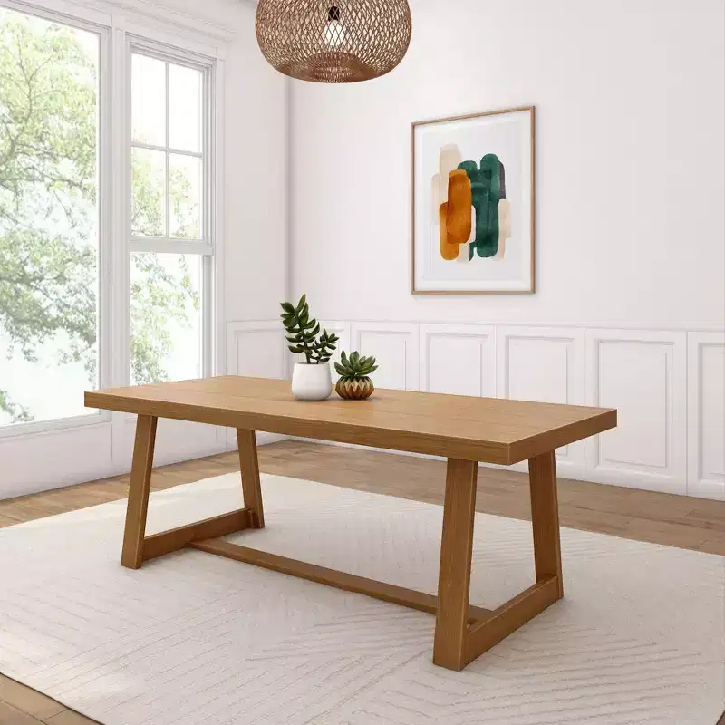 Plank+Beam 84 Dining Table for 8, Solid Wood Classic Farmhouse Style Kitchen Table