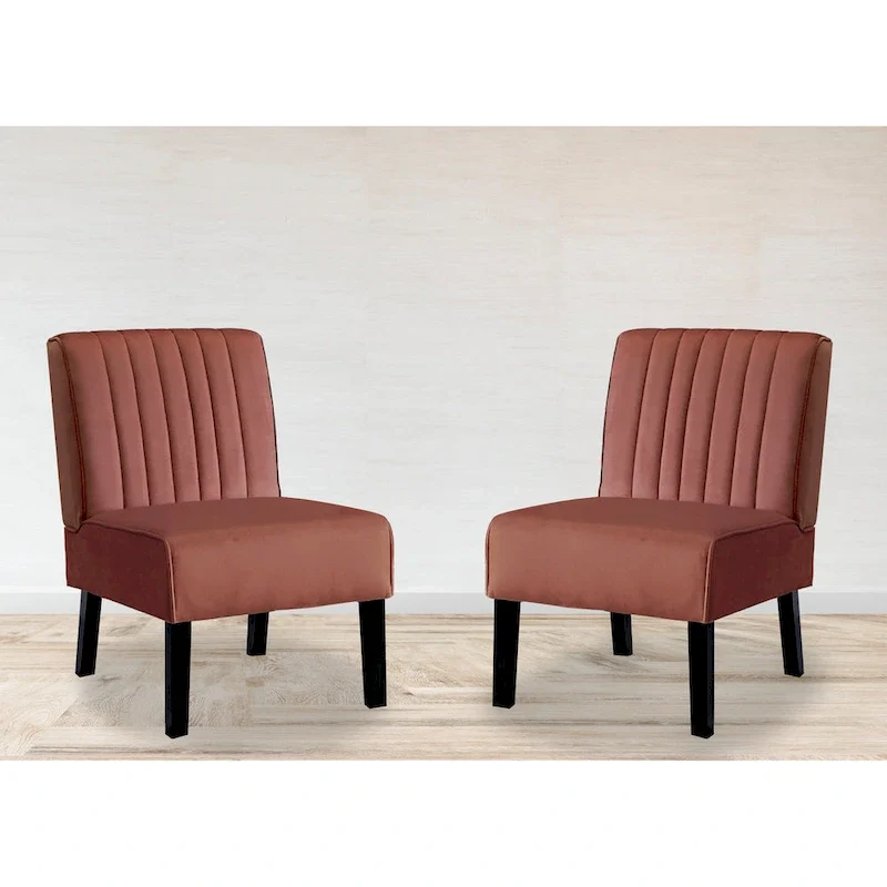 US Pride Nightingale Velvet Stripe Back Accent Chair Set of 2