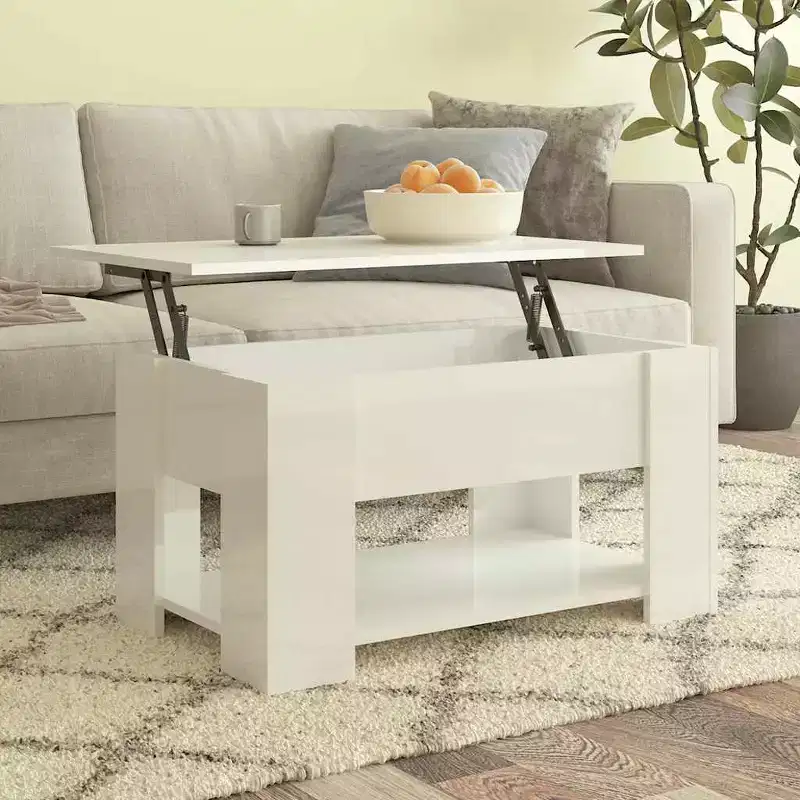 Coffee Table High gloss white Engineered wood Medium Convertible
