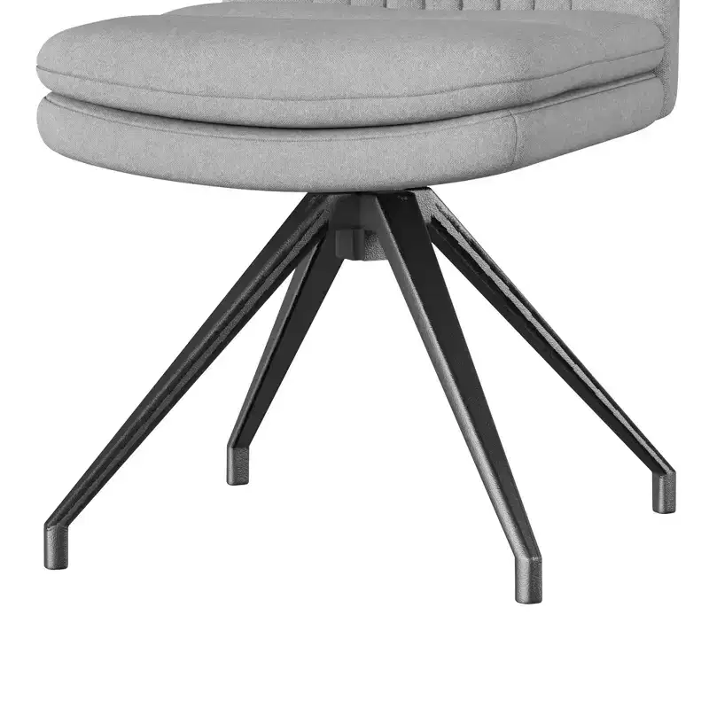 VECELO Upholstered Office Desk Chair Cross Legged Chair with Wide Padded Seat, Modern Computer Task Chair Gray/Beige