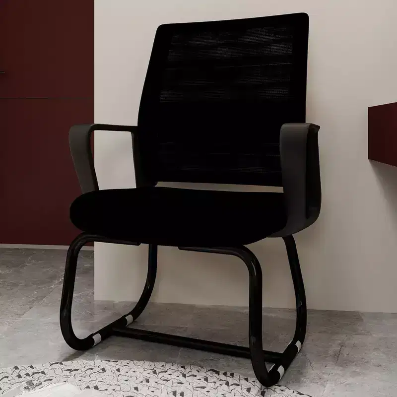 Minimalist Home Office Desk Chair, Upholstered Computer Chair with Metal Frame and Armrest, Comfy Chair for Home, Office