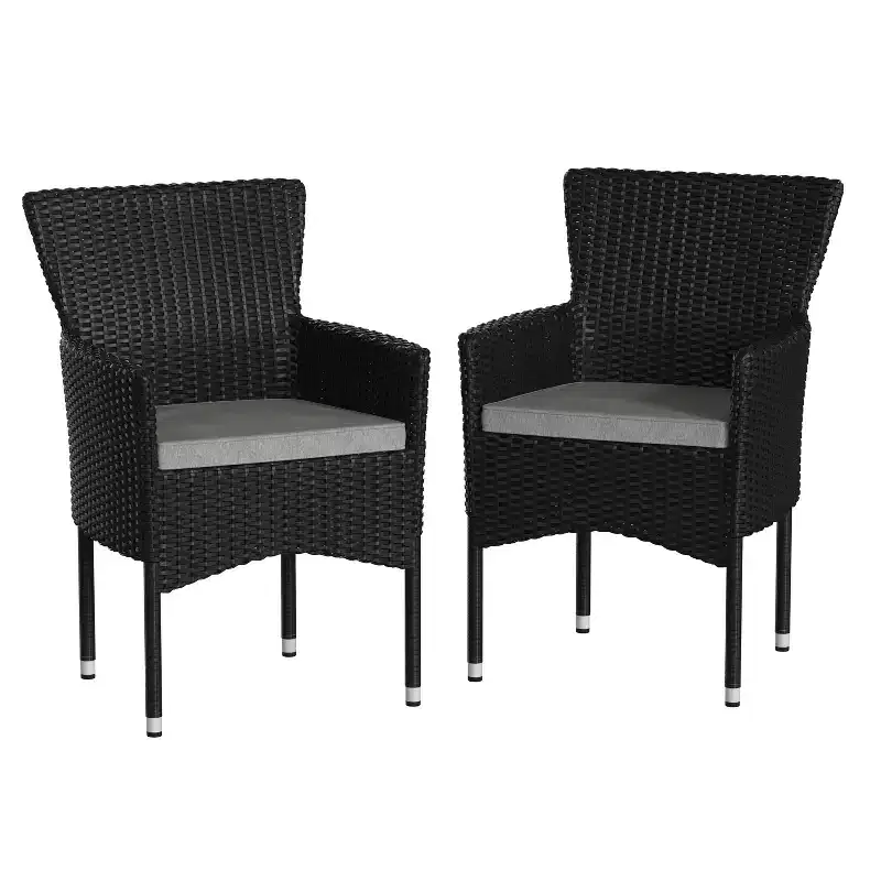Flash Furniture Maxim Modern Wicker Patio Armchairs for Deck or Backyard, Fade and Weather-Resistant Frames and Cushions
