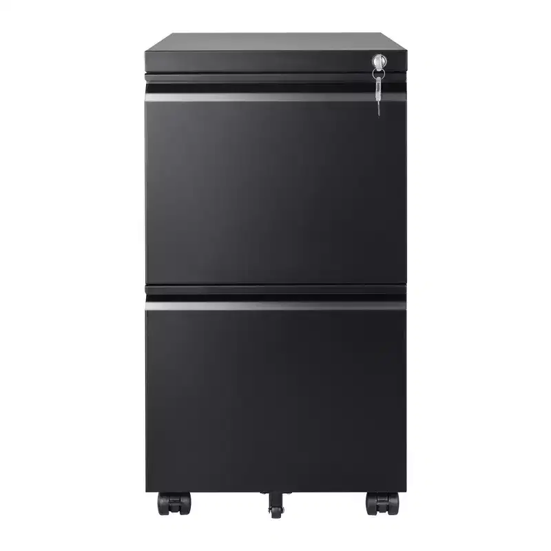 2-Drawer Mobile File Cabinet with Lock,, Space-Saving Document Organizer Fits Letter/A4/Legal Files