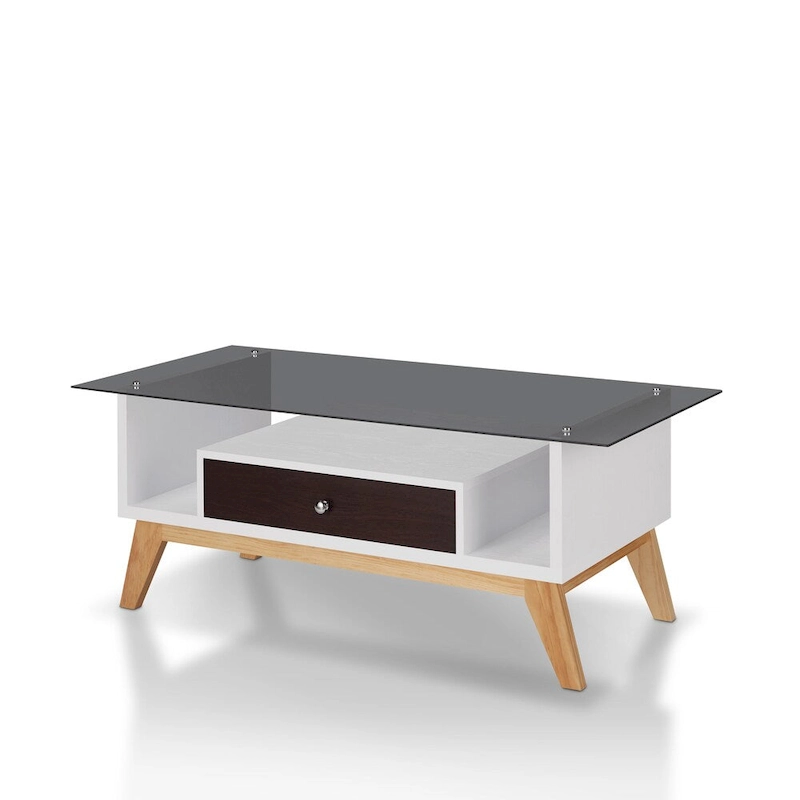 Tevi Modern 47-inch Glass Top 1-Shelf Coffee Table by Furniture of America