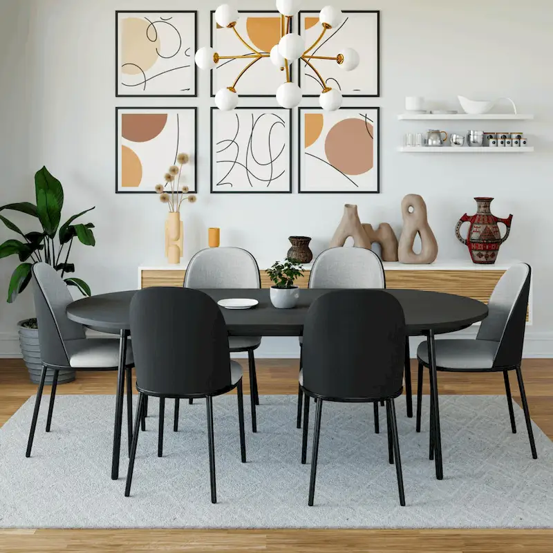 Dining Chair with Upholstered Seat Side Chair with MDF Wood Frame in Steel Set of 4