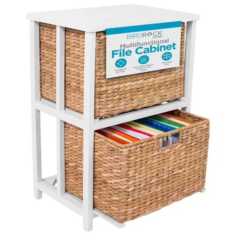 BirdRock Home Seagrass 2-Tier File Cubby Cabinet - Natural