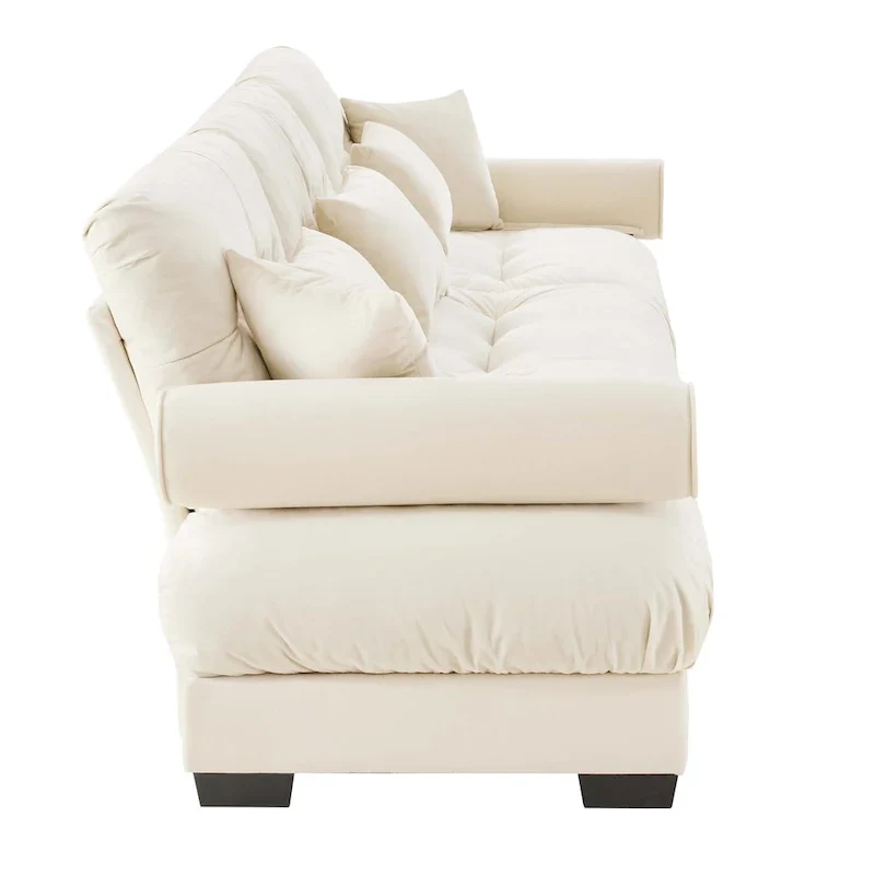 130 Velvet Modular 5-Seat Sofa with Cloud Cushion Sectional and Bolster Headrests