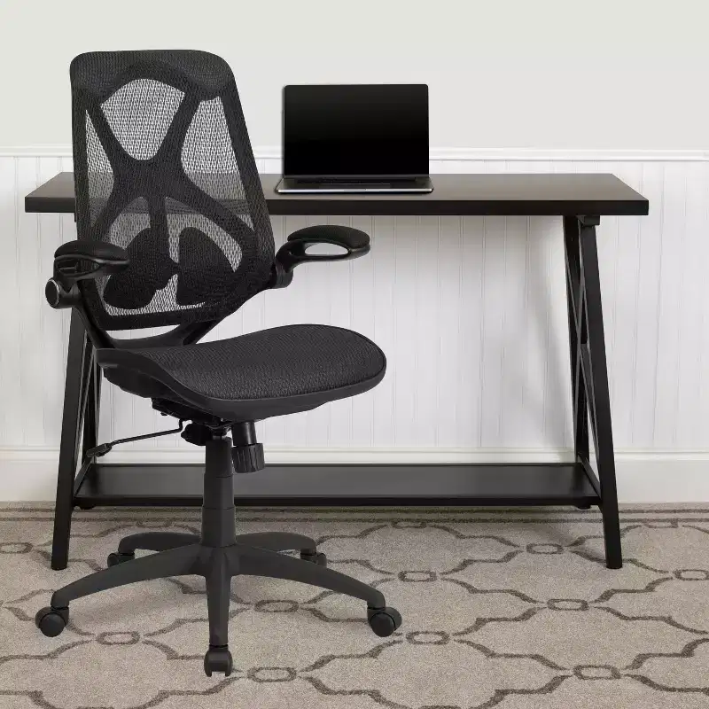High Back Transparent Mesh Ergonomic Office Chair with Flip-Up Arms