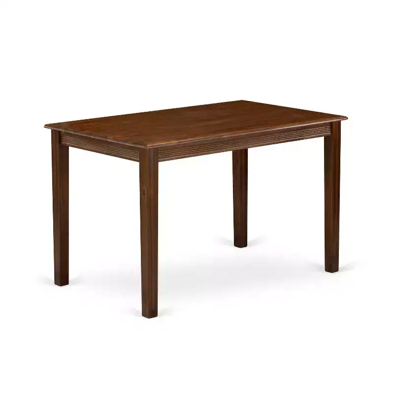 HomeStock 5-Piece Antique Walnut Finish Solid Wood Top - Rectangular Upholstered Dining Room Set - Seats 4
