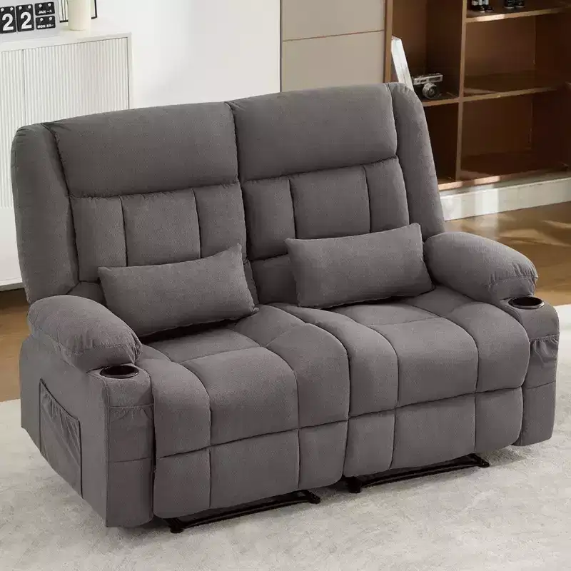 61.81 in. Wide Pillow Top Arm Fabric Rectangle Reclining Sofa
