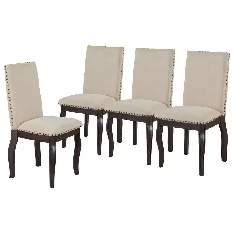 Whisen 5-Piece Farmhouse Dining Table Set with Extendable Dining Table and 4 Upholstered Dining Chairs
