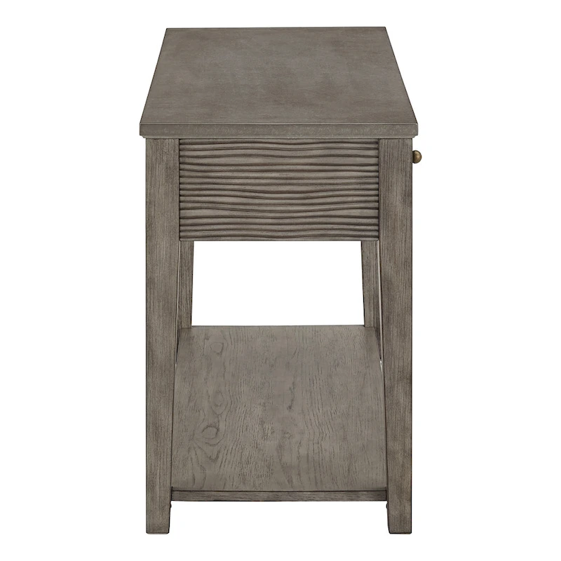 Coober Antique Grey Finish Grey Fiber Cement Sofa Table with Shelf by iNSPIRE Q Modern